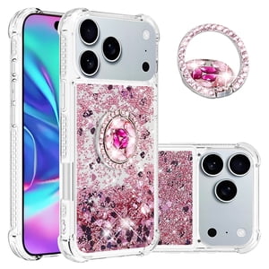 Foxdock Funda Glitter Líquida Para Iphone 17 Pro Con Anillo Brillante, Tpu Antichoques Y Esquinas Reforzadas, Soporte