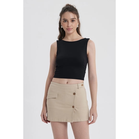 Polera Mujer Con Bote Abertura Negro