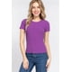 thumbnail image 1 of Saronite Top de Manga Corta con Cuello Redondo y Canalé de Algodón Básico, Morado (para Mujer), 1 of 4