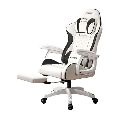 Lubabycas - Silla Gamer Ergonómica Reclinable Con Reposapies Blanca