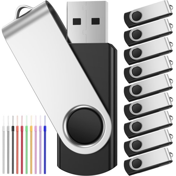 Unidad flash FEBNISCTE USB 2.0 de 256 MB, paquete de 10 con cordones