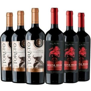 Bbvinos - 6 Vinos Parrillero: 3 Toreto Gran Reserva Carmenere + 3 Bestia Roja Caberenet Sauvignon, 750 Ml
