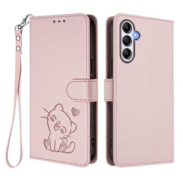 Samsung Galaxy A35 5G Funda Billetera de Gato, Rosa