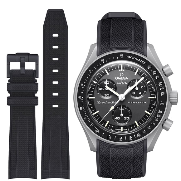 Correa de reloj Stanchev para Omega x Swatch MoonSwatch de 20 mm, color negro