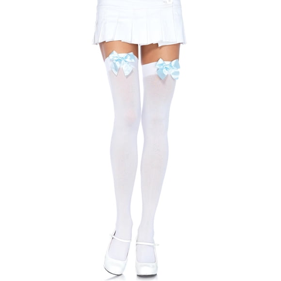 MEDIAS Leg Avenue con lazo de satén altas blanco/azul