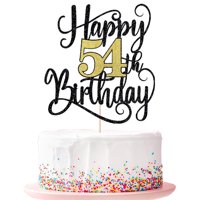 Decoración De Tarta Ruscalin Para Fiesta De Cumpleaños Número 54, Color Negro Y Dorado