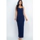 thumbnail image 1 of Saronite Vestido Largo Básico Ajustado con Espalda de Nadador y Tirantes Finos, Azul Marino (para Mujer), 1 of 4