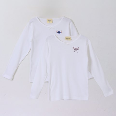 Disney - Bipack Camiseta Escolar Niña Manga Larga Blanco Lilo Stitch