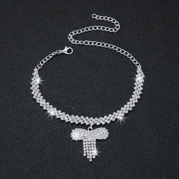 Shiny Rhinestone Heart Pendant Anklet - Stylish Female Accessory for Ankle Bracelet Jewelry Gift