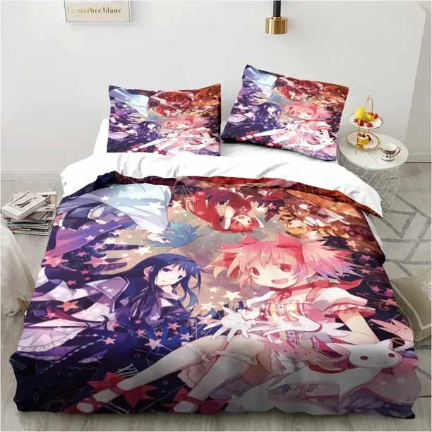 Puella Magi Madoka Magica Bedding Set Duvet Cover Bed Set Quilt Cover Pillowcase Comforter Size Boys Adult Bed Sheets