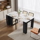 thumbnail image 1 of TREXM Extendable Dining Table with 3 Removable Middle Leaves, Mobile Rolling Island Table with Power Outlet, Saving-space Cabinet with Storage for Dining Room and Living Room (BLACK AND MARBLE WHITE), 1 of 3