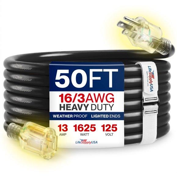 Cable de extensión LifeSupplyUSA 15 m calibre 16/3 13 A 125 V