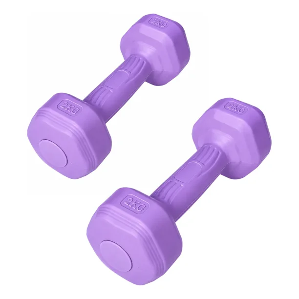 Par Mancuernas Hexagonales PVC 2 Kg c/u Pesas Fitness 4 Kg Total
