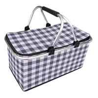 Kivara - Bolso Termico Plegable Cuadros Negros Cooler Canasta Picnic