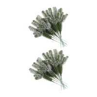Bothyi - 24 Ramas De Agujas De Pino Artificiales Para Decoración De Fiestas, Hojas De Pino Artificiales Y Copos De Nieve