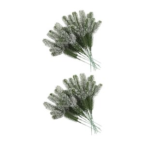 Bothyi - 24 Ramas De Agujas De Pino Artificiales Para Decoración De Fiestas, Hojas De Pino Artificiales Y Copos De Nieve