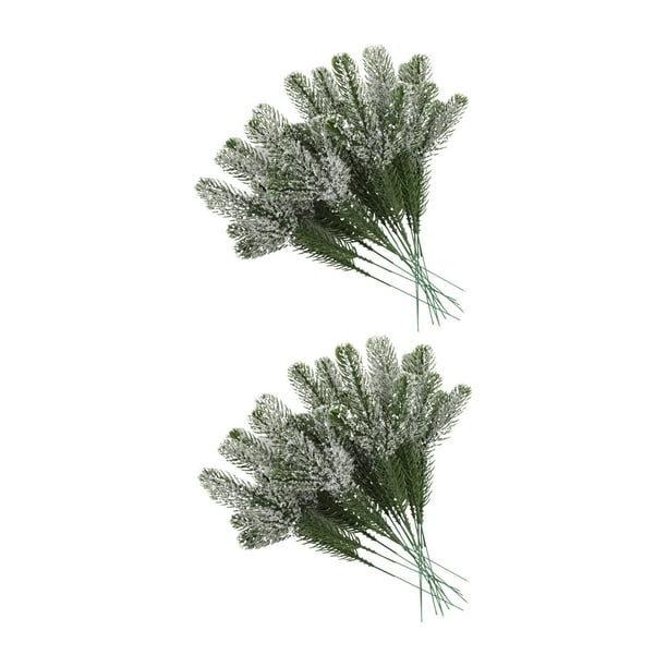 24 Ramas De Agujas De Pino Artificiales Para Decoración De Fiestas, Hojas De Pino Artificiales Y Copos De Nieve