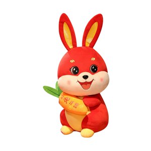 Magideal - Simulación De Estilo Chino Muñeco De Peluche Con Zanahoria Decorativo Infantil Adultos Bebé Conejo De Peluche De Juguete Para El Festival De Primavera 39Cm