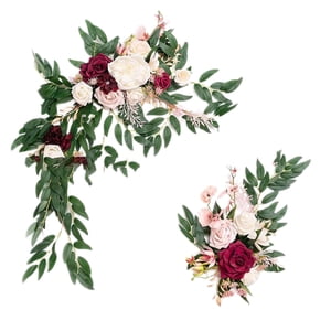 Magideal - Corona De Flores Con Arco De Boda De Rosas, Guirnalda Floral Artificial Decorativa Con Hojas Verdes Para La Decoración Del Hogar De La Boda De La Pare , Opción 5A