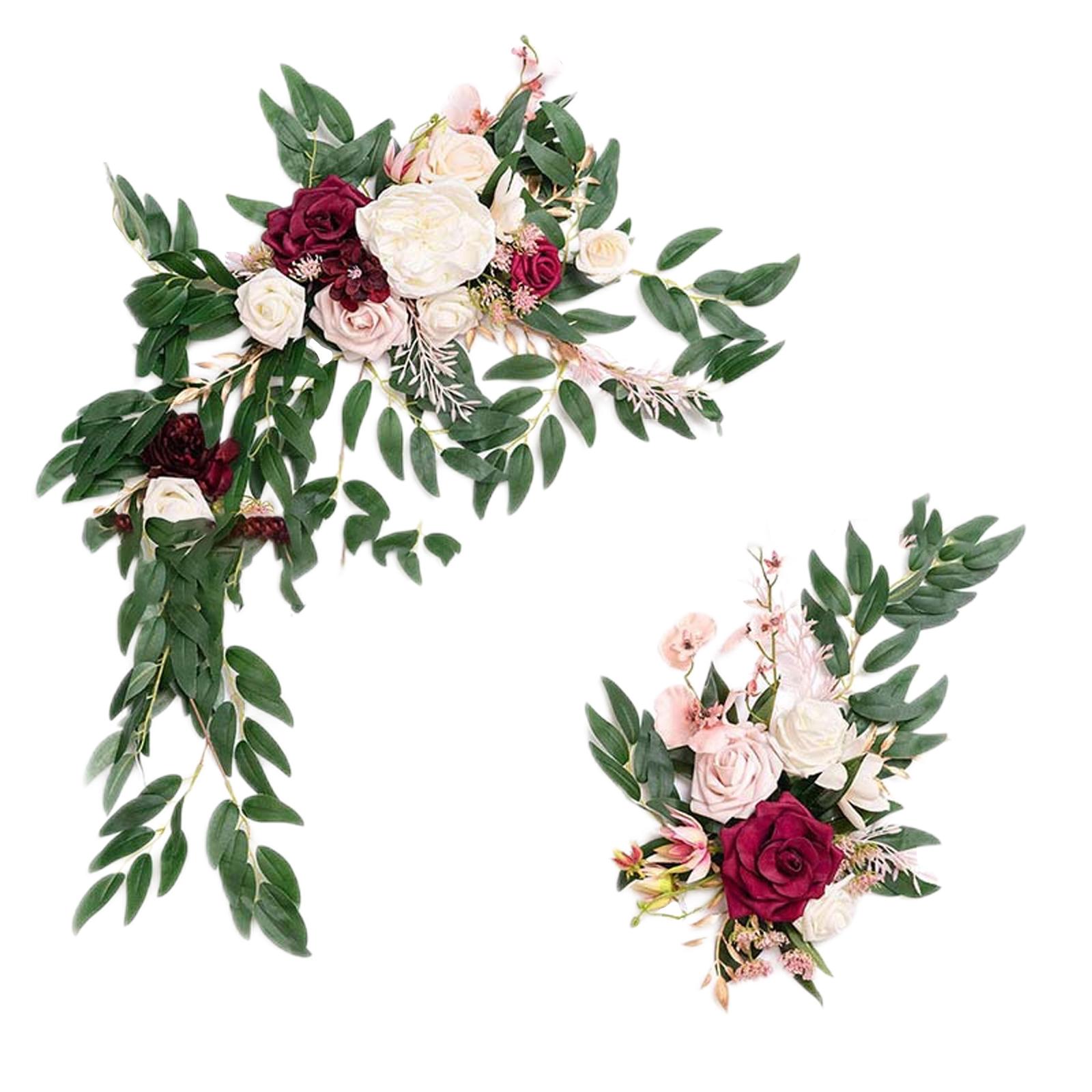 Magideal - Corona De Flores Con Arco De Boda De Rosas, Guirnalda Floral Artificial Decorativa Con Hojas Verdes Para La Decoración Del Hogar De La Boda De La Pare , Opción 5A