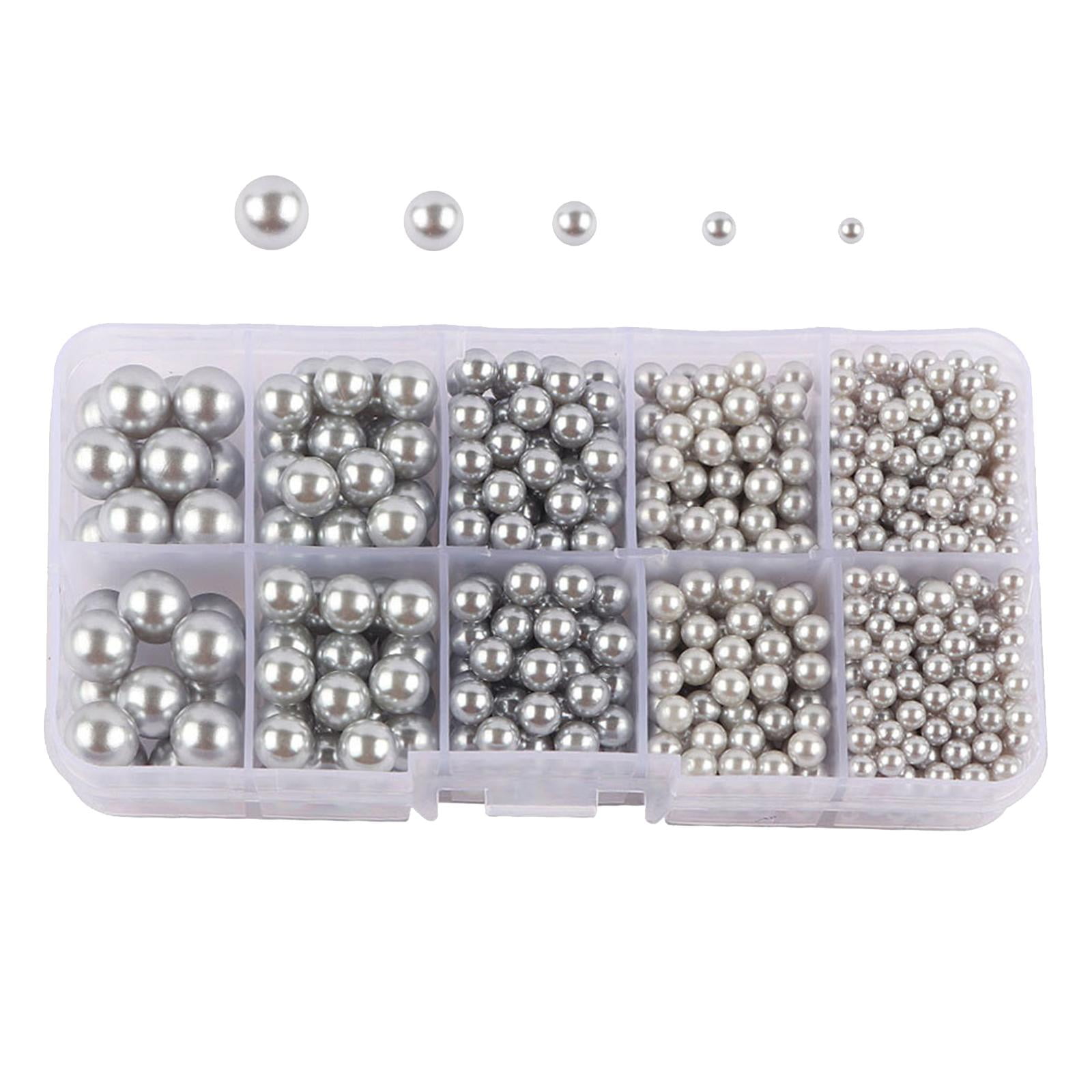 Bothyi - Cuentas De Perlas Artificiales Sin Agujero 4/5/6/8/10mm Para Sombreros Ropa De Dispersión De Mesa Gris