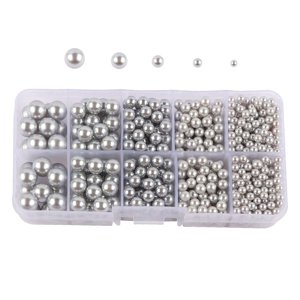 Bothyi - Cuentas De Perlas Artificiales Sin Agujero 4/5/6/8/10Mm Para Sombreros Ropa De Dispersión De Mesa Gris