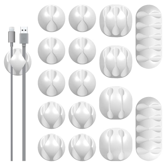 Organizador de cables WDBmla, paquete de 16 unidades, color blanco