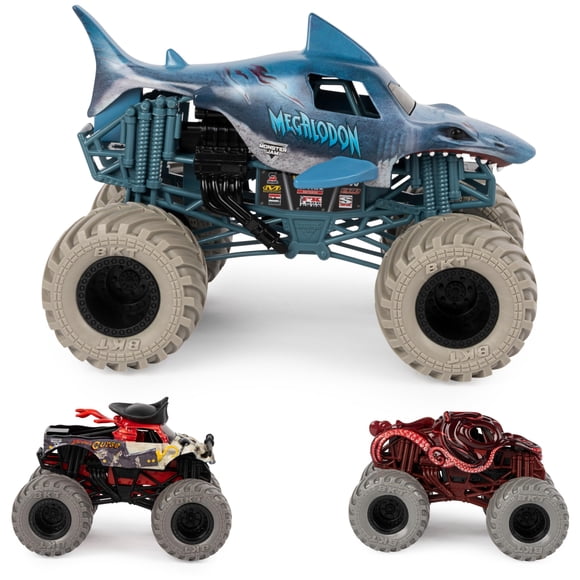 Monster Trucks fundidos a presión Toy Monster Jam Into the Deep, paquete de 3
