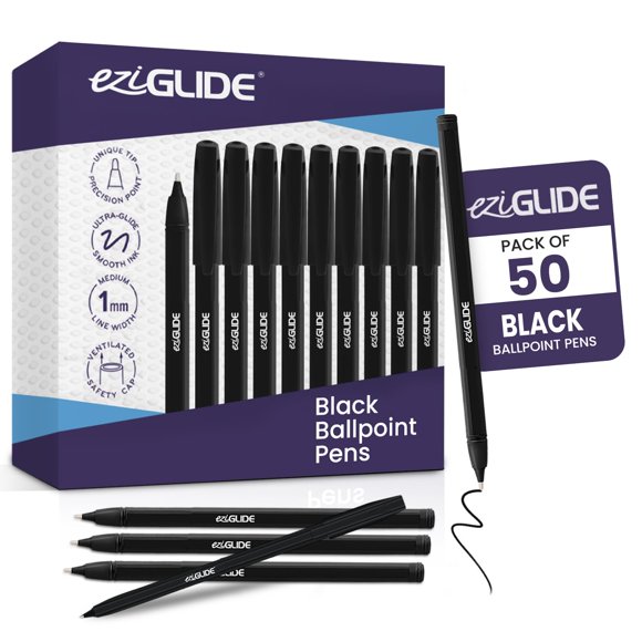 Bolígrafos de bola Eziglide 50 unidades negro 1,0 mm