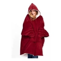 Citohome - Poleron Sherpa Polerones Peludos Frazada Bata Polar Rojo
