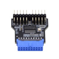 Magideal - Adaptador De Concentrador Usb, Accesorio De Conector De Expansión De Concentrador, Cabezal De Placa Base Usb, 19 Pines, Usb 3.0 A Doble Usb 2.0 De 9 P