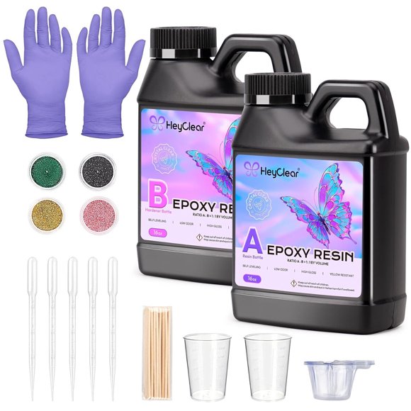 HeyClear Epoxy Resin Kit 32oz Crystal Clear, Hard, DIY Craft