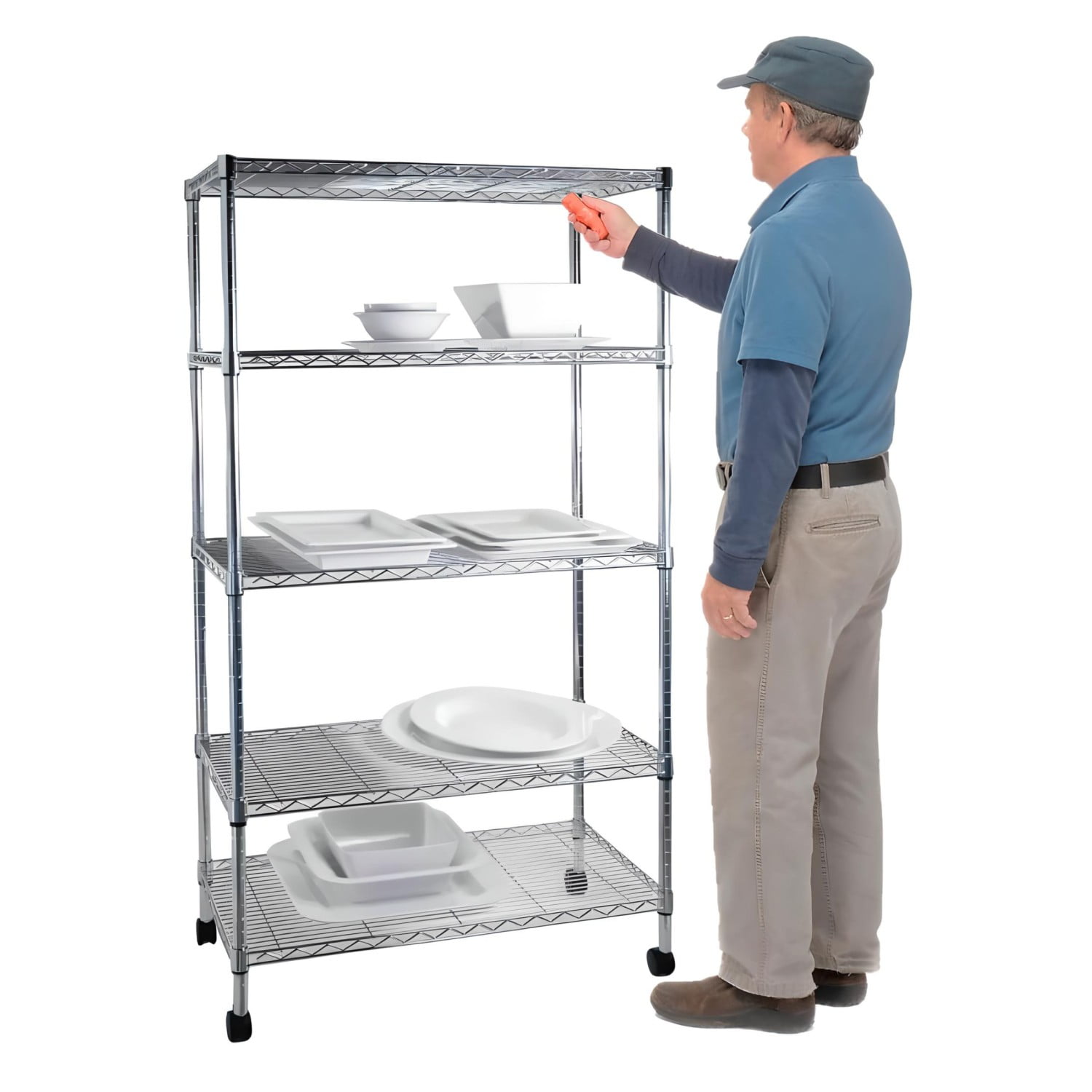 Prochef - Estante 75x35x150 Cm. Acero Cromado Con Ruedas. Cap. 400 Kg.