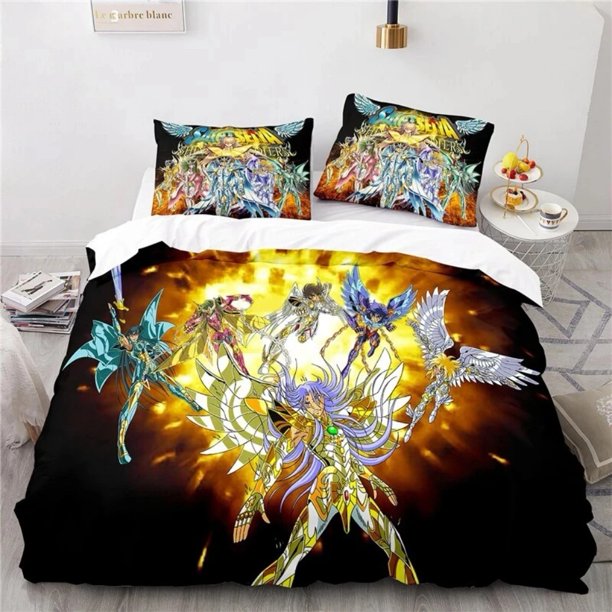 Anime Saint Seiya Bedding Set,LOST CANVAS Duvet Cover 3D Print,Saint Seiya Quilt Cover Pillowcase king Queen Size Boys Adult Bed Sheets