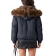 thumbnail image 3 of INSPIRE CHIC Chaqueta de Mujer con Ribete de Piel Sintética, Recortada, Oversize, Ajustable, Forrada de Forro Polar, Grande, Azul Marino, 3 of 6