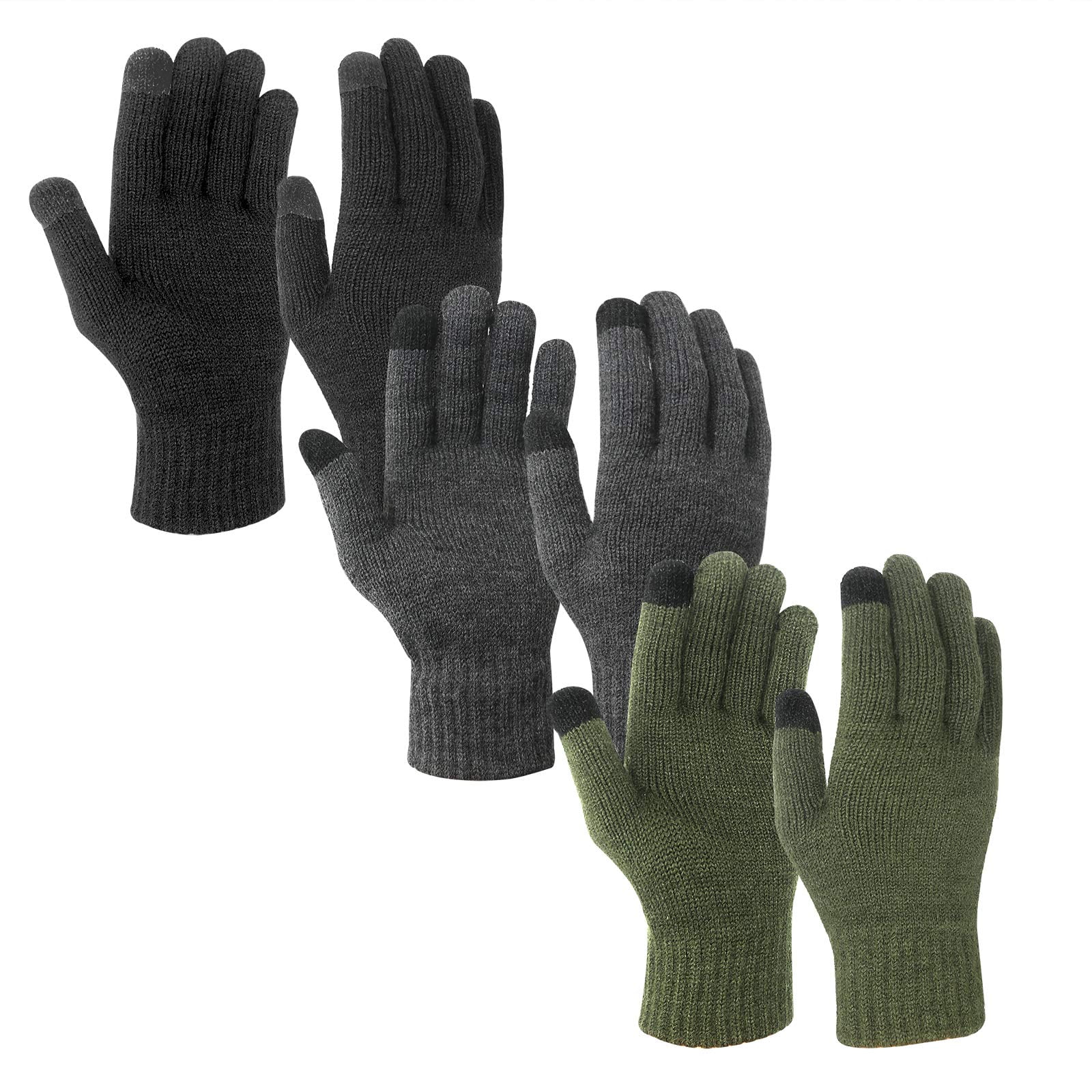 Evridwear - Guantes De Invierno Con Pantalla Táctil 3 Pares Térmicos