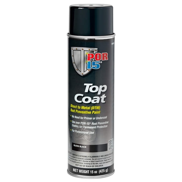 Pintura en aerosol POR-15 Top Coat negro brillante 425 g