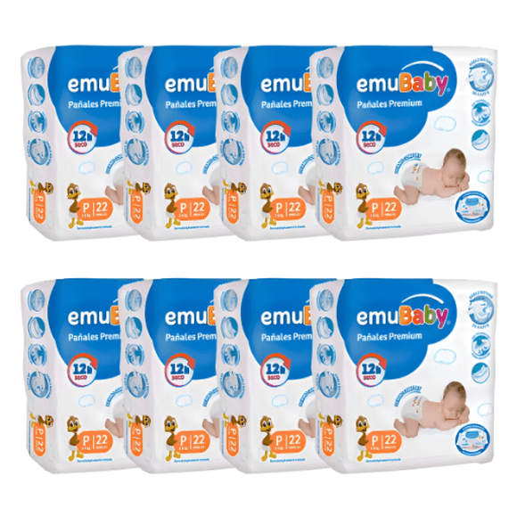 Pack x8 Emubaby Premium P 176 pañales