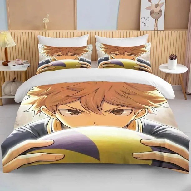 v392 Bed Sheets New Haikyuu Bedding Sets Cartoon Quilt Bed Cover Anime Duvet Cover Pillow Case Sets Adult Children Bedding Sets Home Textiles 3-Piece Bedding Set (1 Duvet Cover + 2 Pillow Shams) Bed S