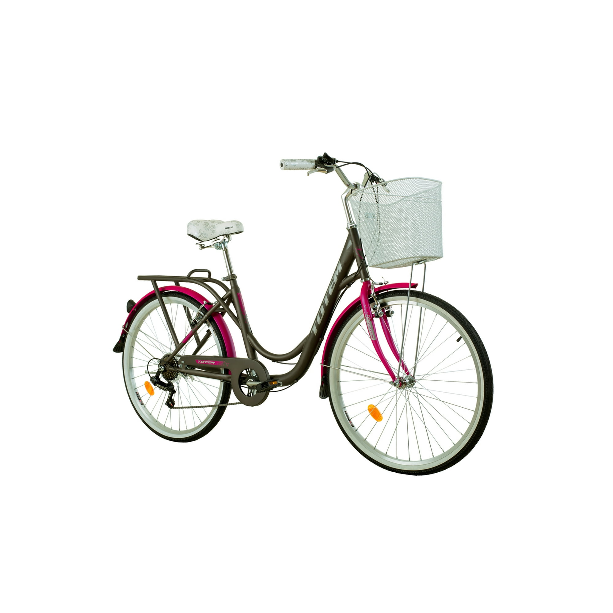 Totem - Bicicleta City Dama Aro 26 Gris Con Fucsia