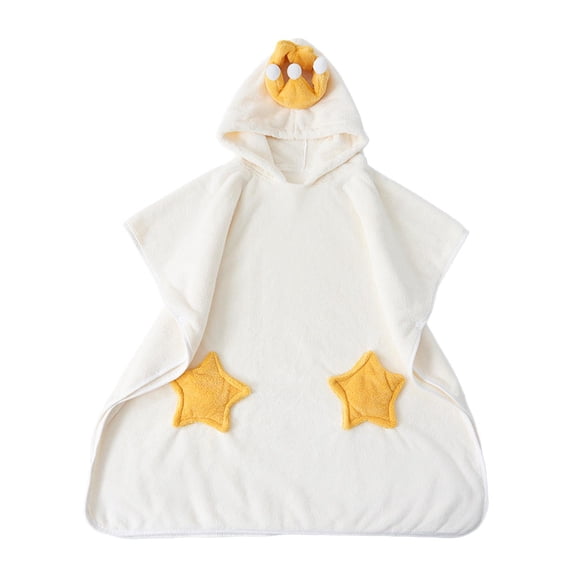 Albornoz Con Capucha Bebé Envoltura De Bebé Para Baño Piscina Playa Ducha Elegante Blanco Talla S