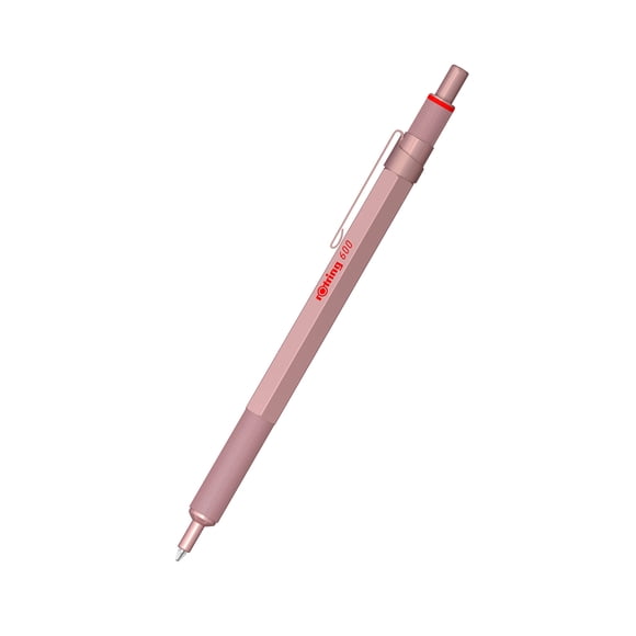 Bolígrafo Rotring 600 Punta Media Tinta Negra Barril Oro Rosa