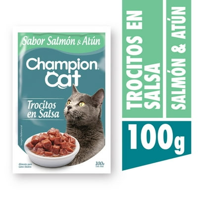 Alimento Húmedo Gato Adulto Trocitos Sabor Atún Y Salmón Pouch 100 G Champion Cat