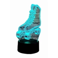Lelumania - Lampara Ilusion 3D Patines De 7 Colores, Base Touch