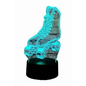 Lelumania - Lampara Ilusion 3D Patines De 7 Colores, Base Touch