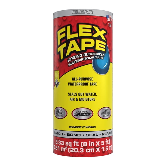 Cinta flexible impermeable original, gruesa, 8 cm x 1,5 m, transparente