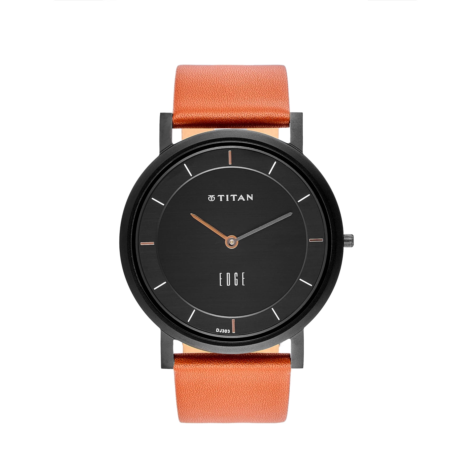 Reloj Titan Edge Para Hombre, Delgado, De Cuarzo, Resistente Al Agua, Color Marrón