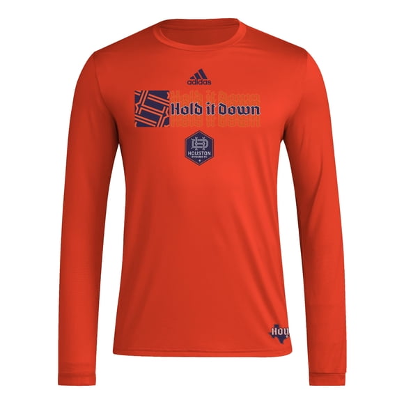 Camiseta adidas Houston Dynamo de manga larga para hombre antes del partido
