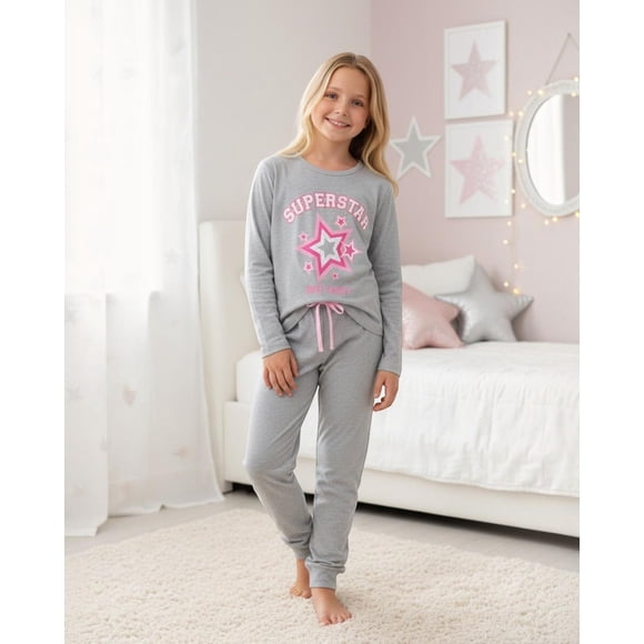 Pijama Niña Estampado Super Star Gris gris 14