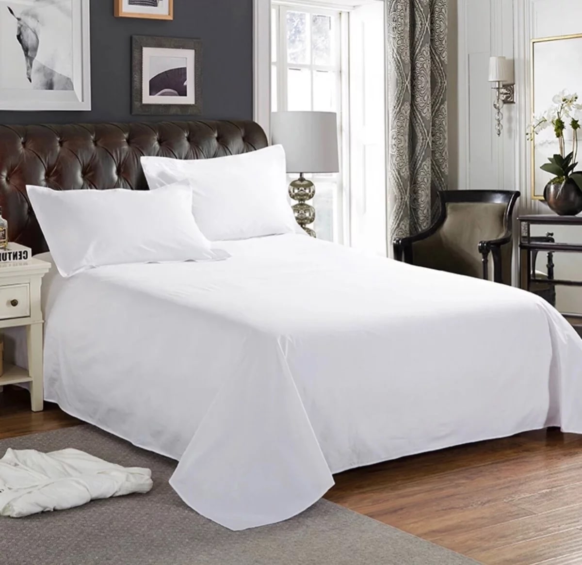 Genérico - Juego De Sábanas 2 Plazas 200 Hilos - Blanco